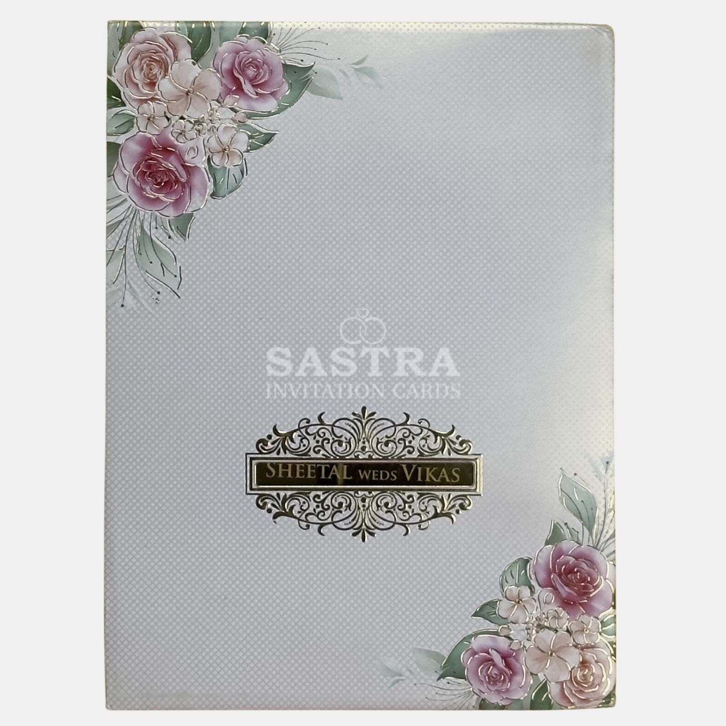 Elegant Floral Pastel Wedding Invitation Card with Foil Name Plate