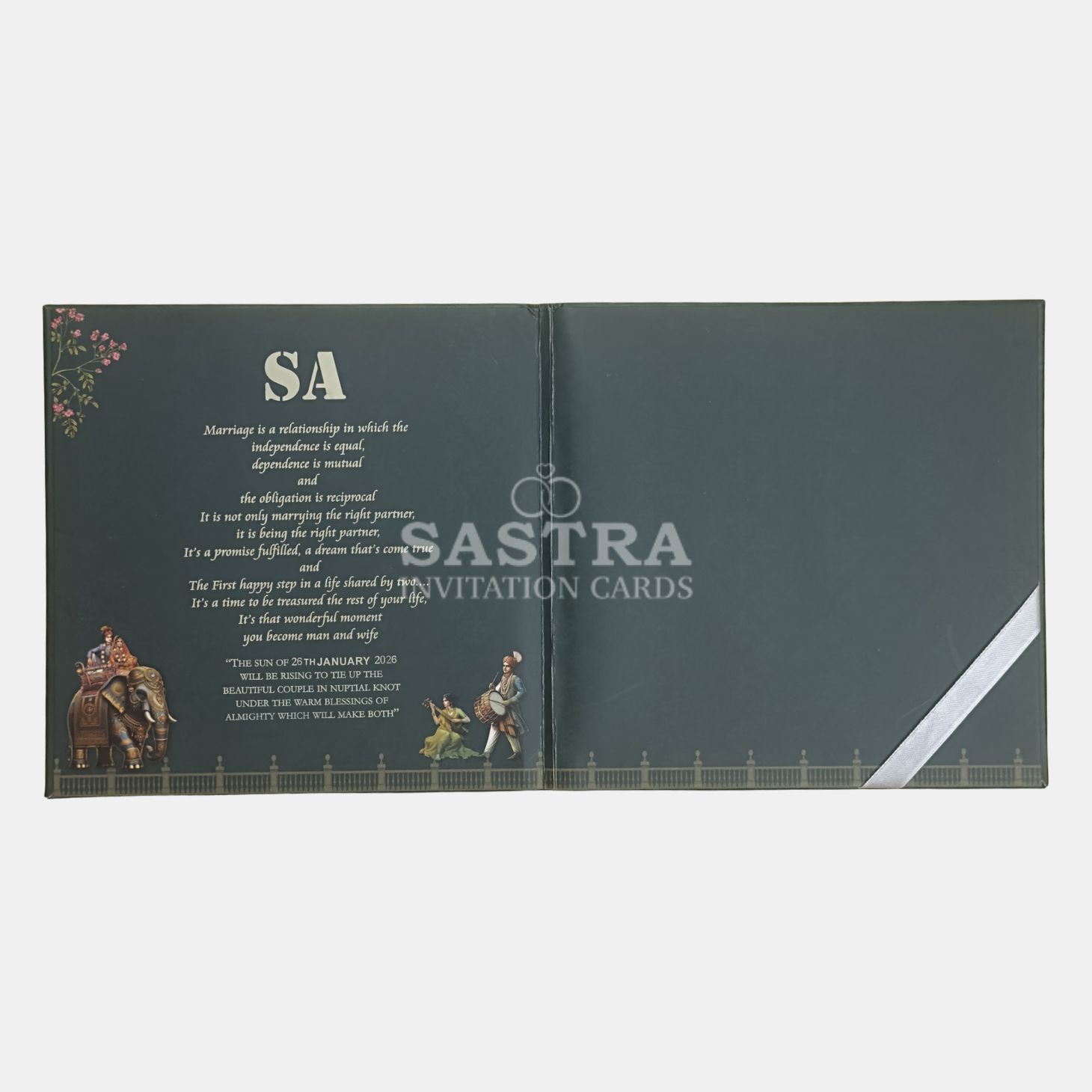 Elephant Baraat Wedding Invitation Card with Gold Foil