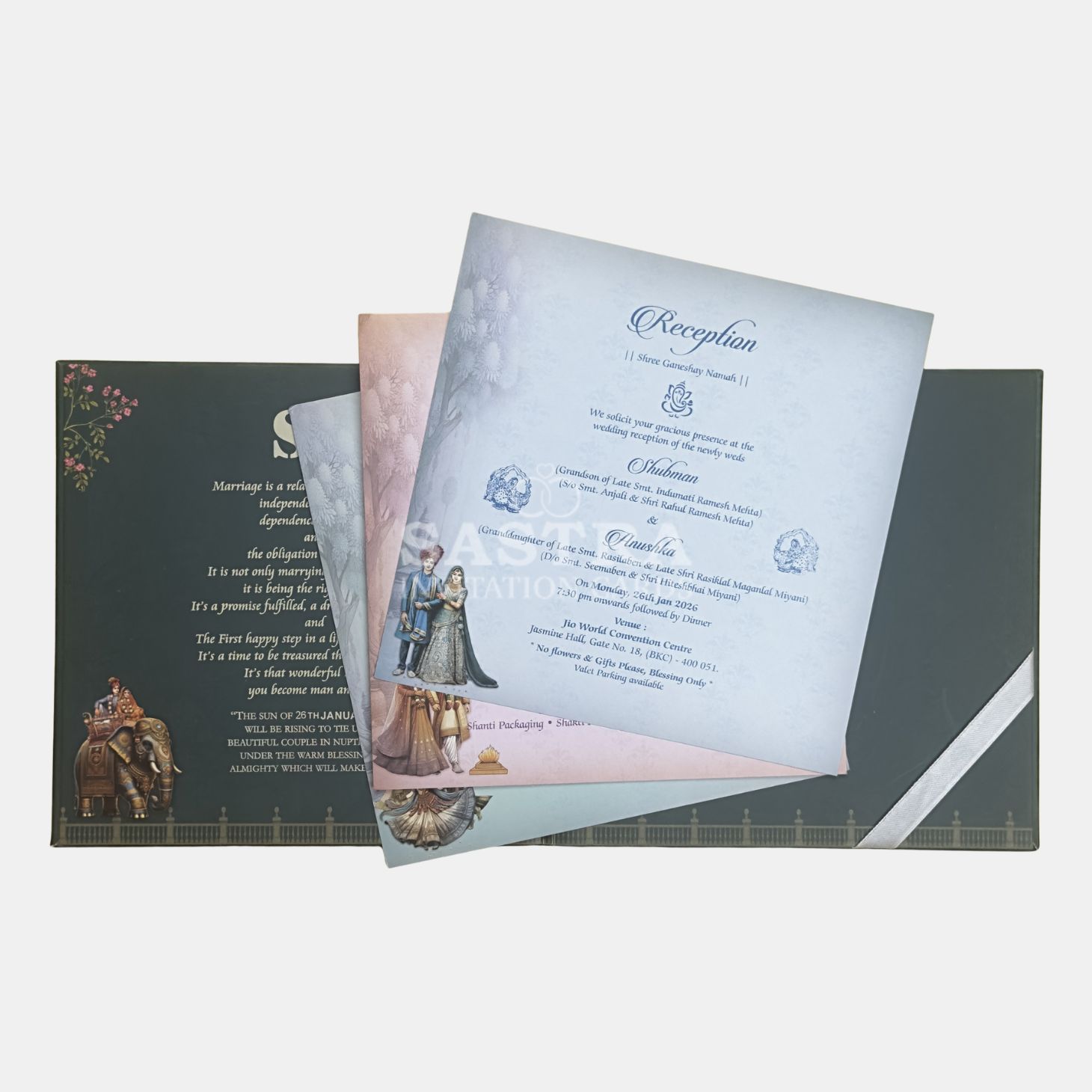 Elephant Baraat Wedding Invitation Card with Gold Foil