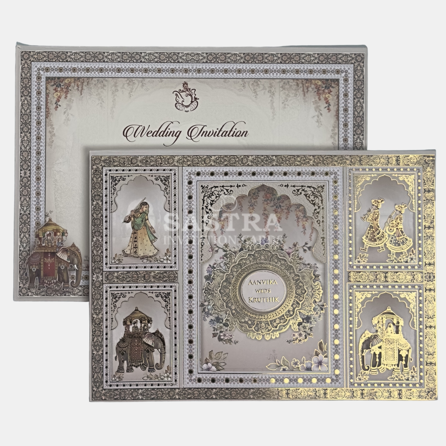 Elephant Frame Wedding Invitation Card