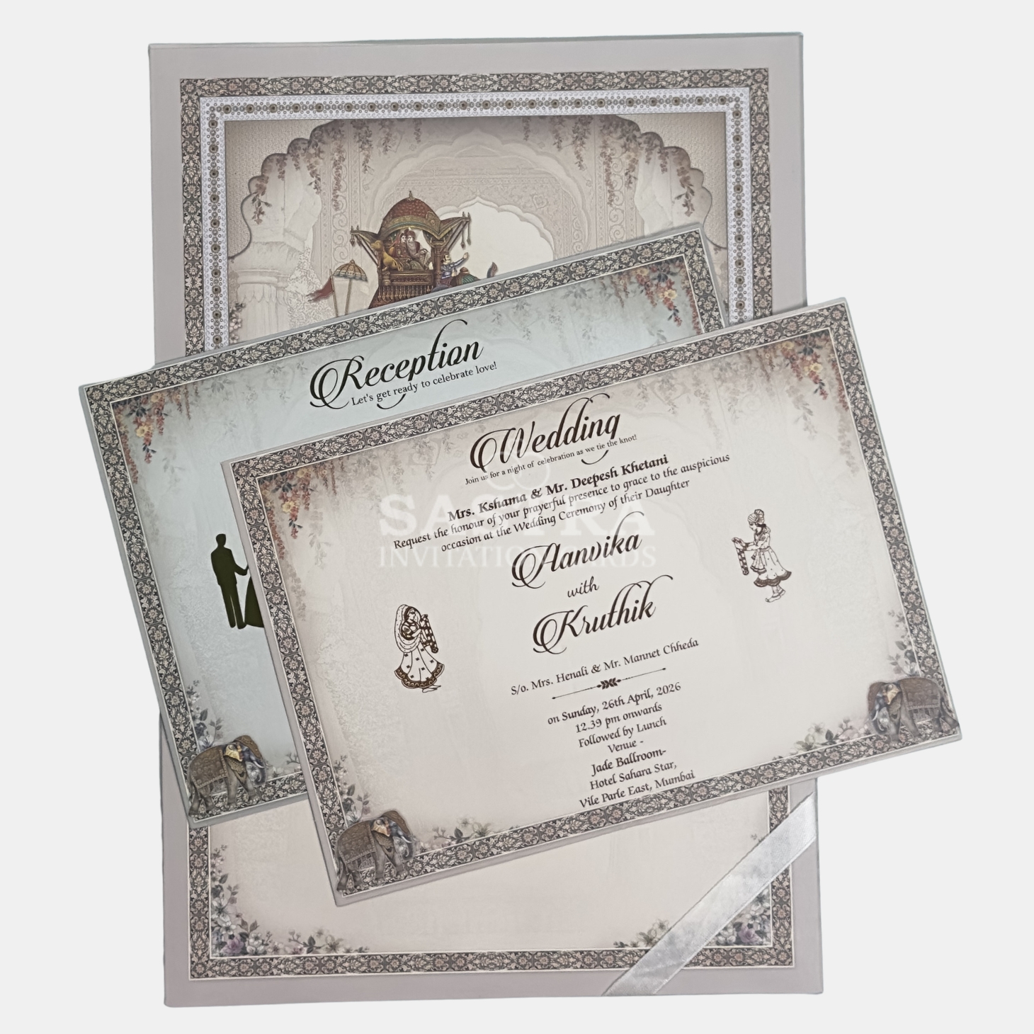 Elephant Frame Wedding Invitation Card