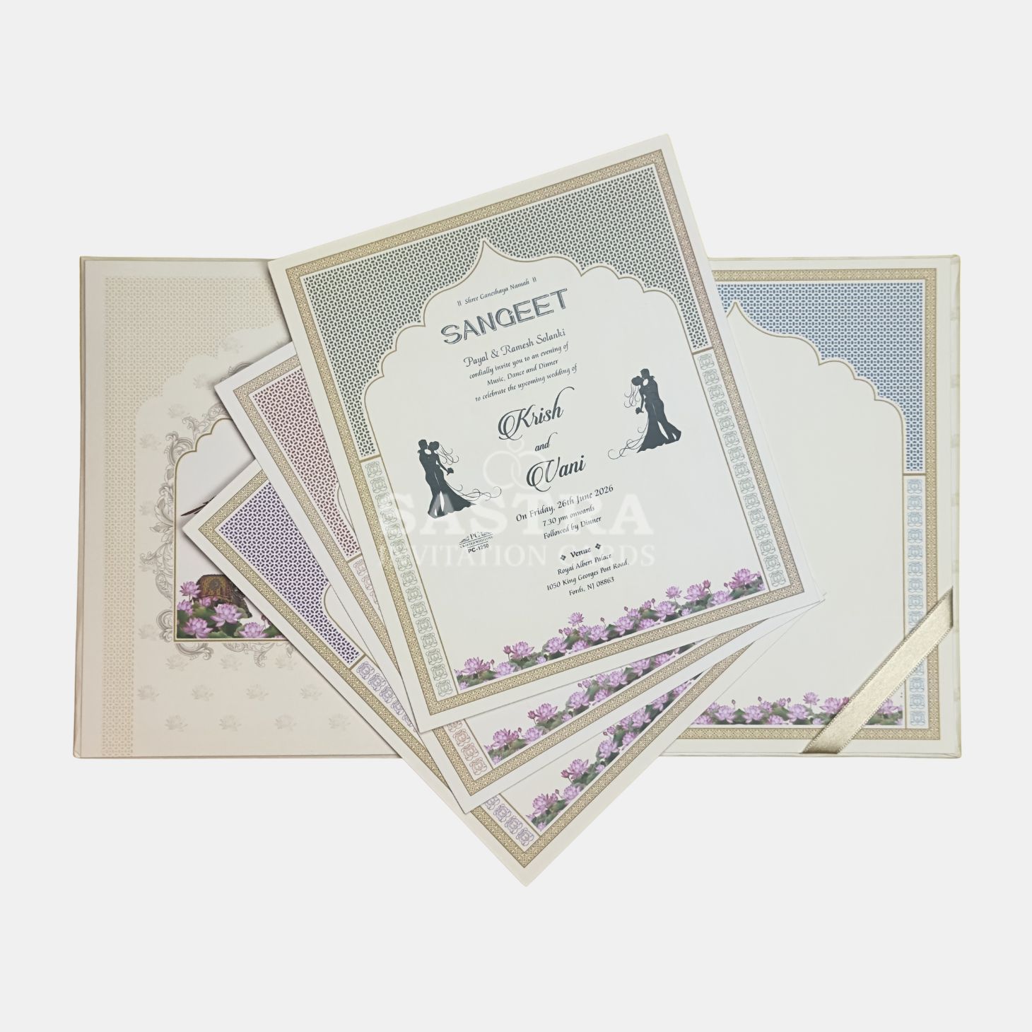 Elephant Wedding Invitation Card with Gold Foil Arch Design