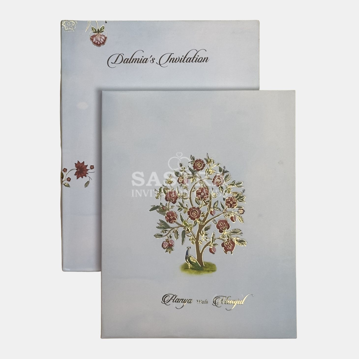 Luxury Floral Tree Wedding Invitation Card with Gold Foil