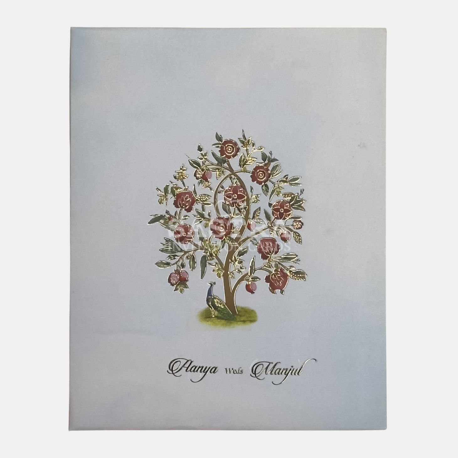 Luxury Floral Tree Wedding Invitation Card with Gold Foil