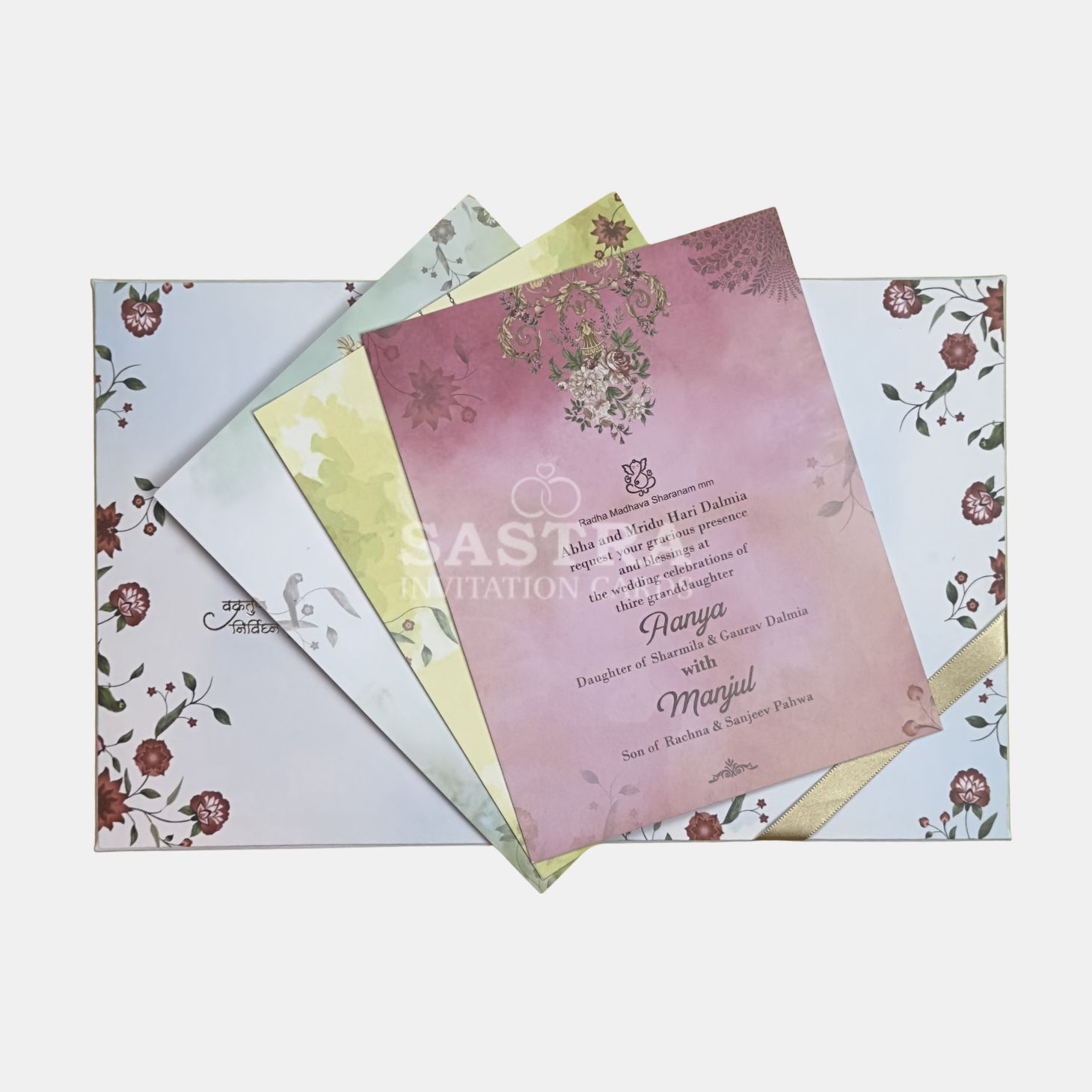 Luxury Floral Tree Wedding Invitation Card with Gold Foil