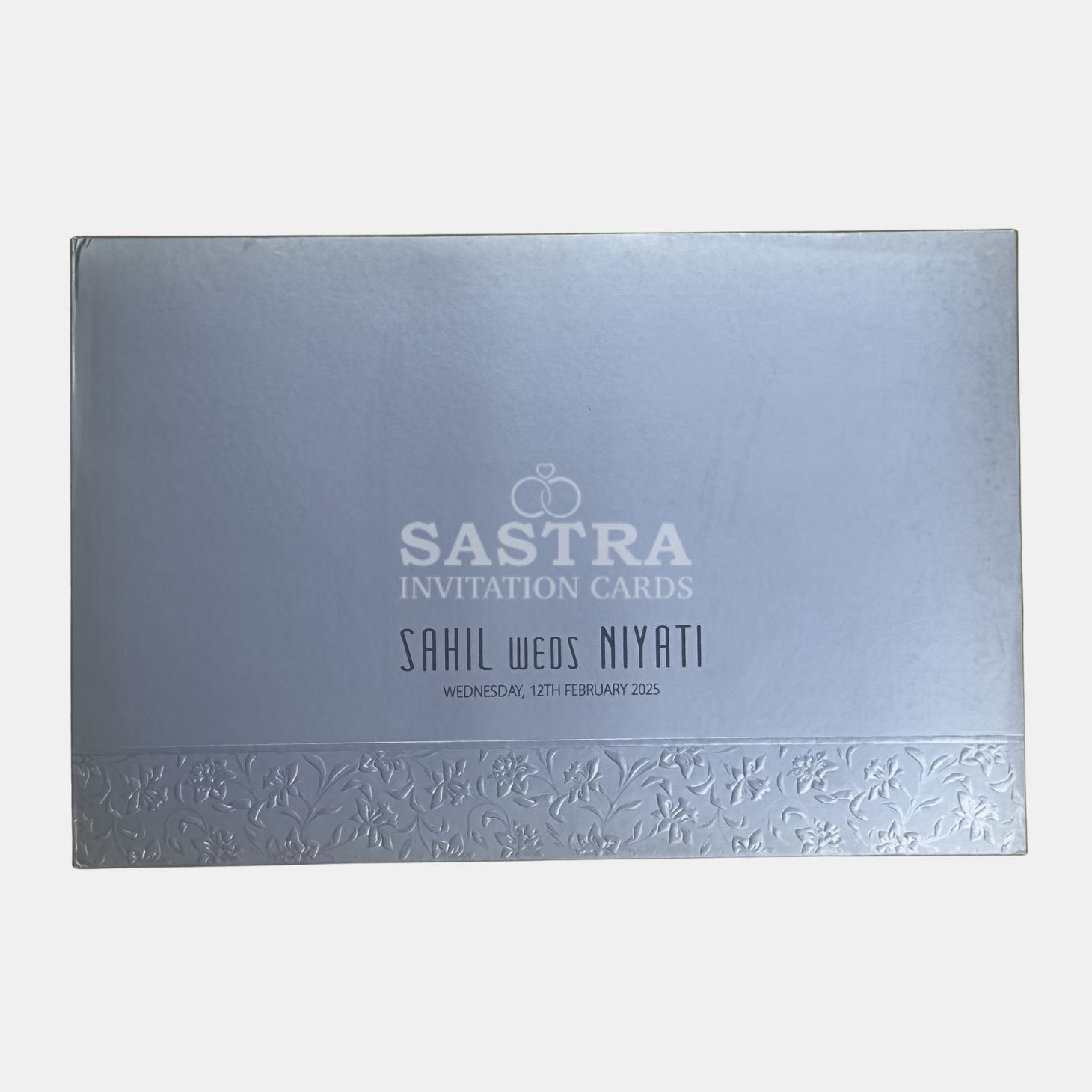 Luxury Silver Floral Embossed Wedding Invitation