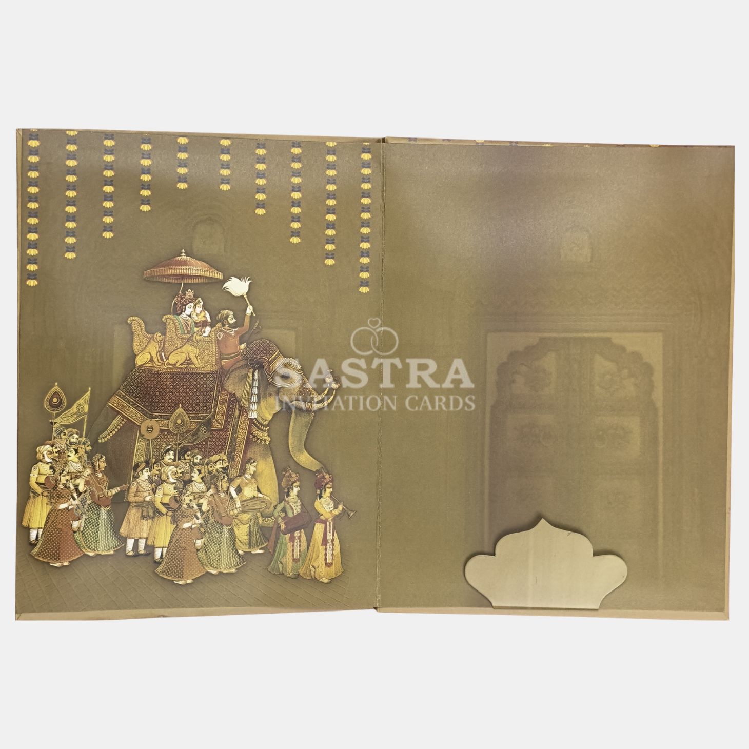 Maroon Gold Elephant Design Wedding Invitation Card