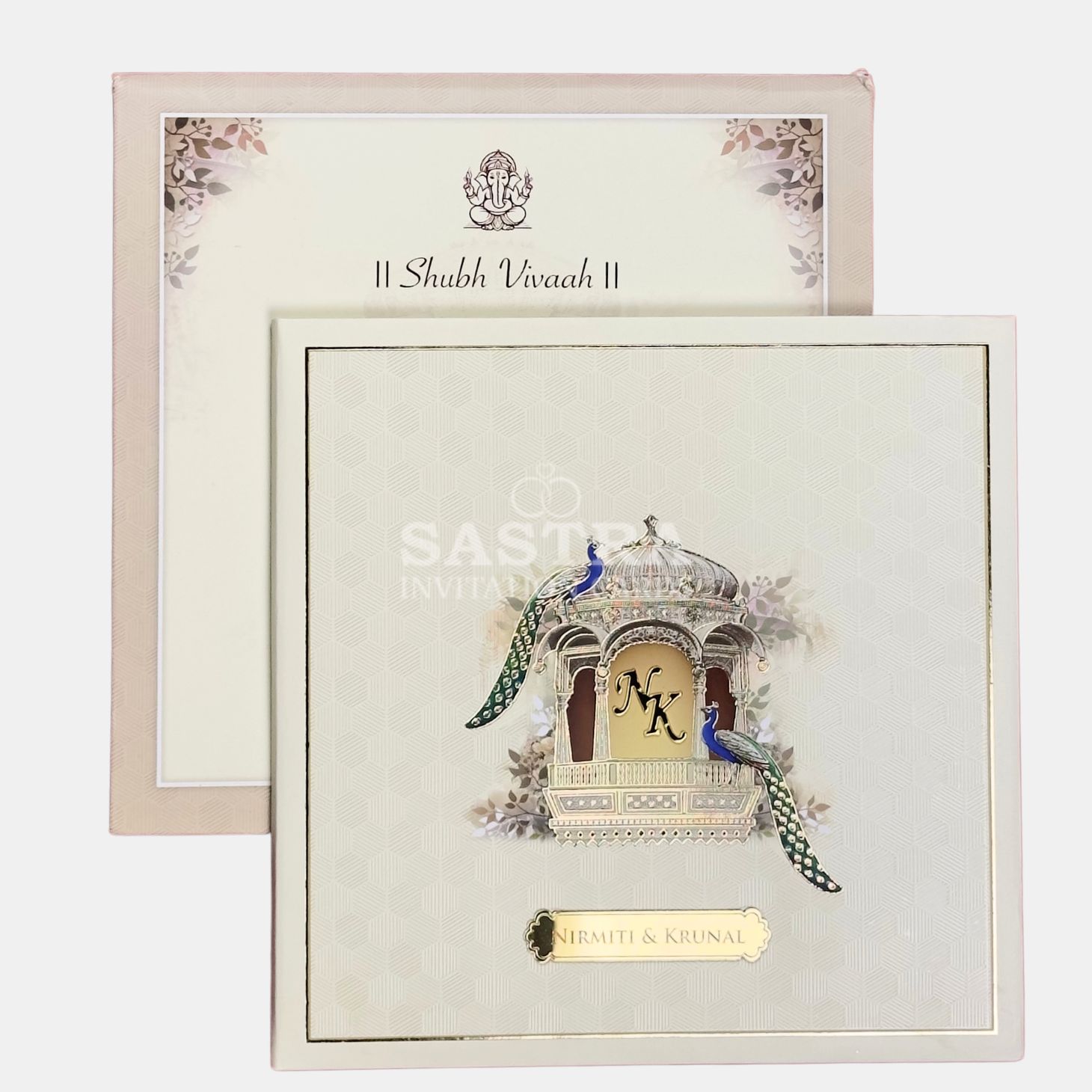 Royal Peacock Monogram Dome Wedding Invitation Card