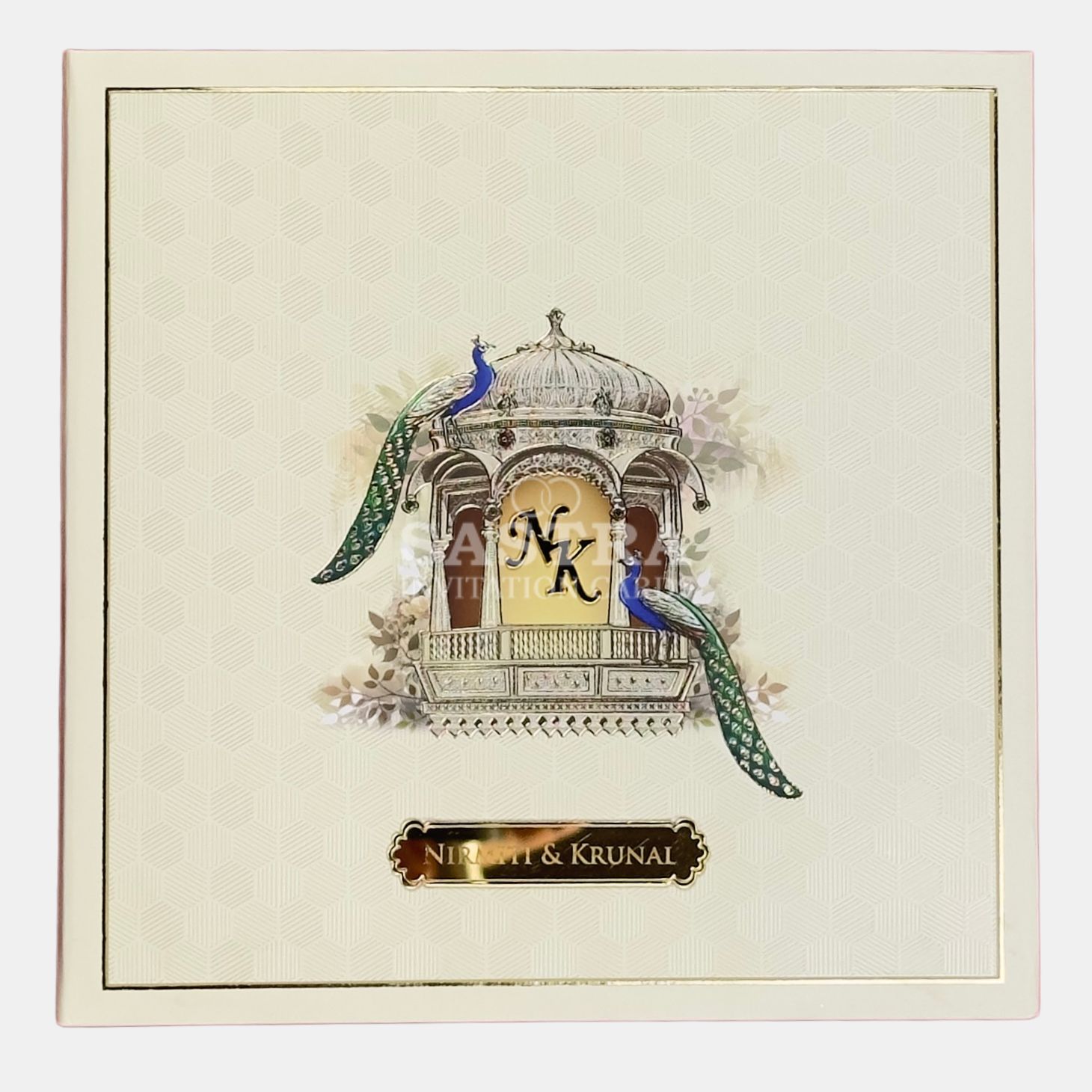 Royal Peacock Monogram Dome Wedding Invitation Card