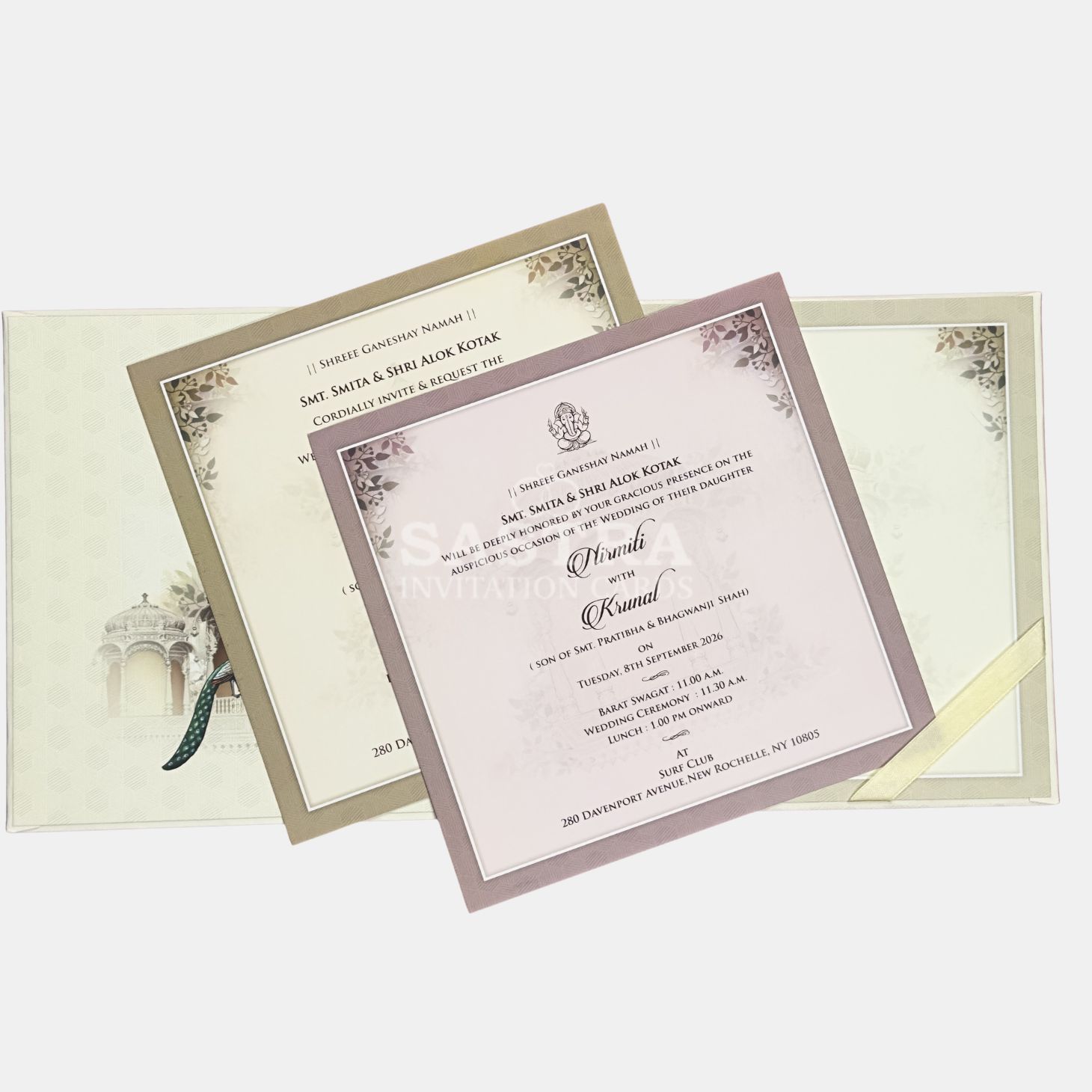 Royal Peacock Monogram Dome Wedding Invitation Card