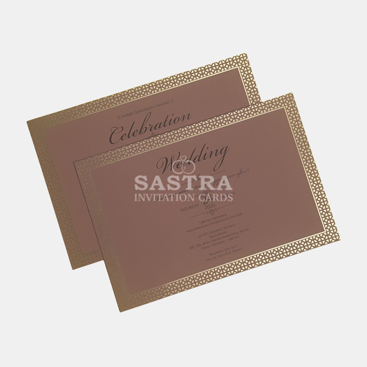Traditional Elephant Foil Brown Wedding Invitation